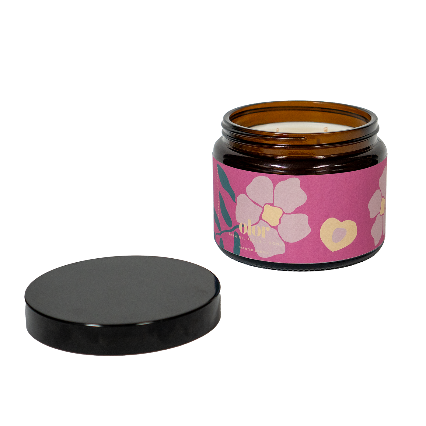 Jasmine, Peach + Honey Scented 3 Wick Jar Candle