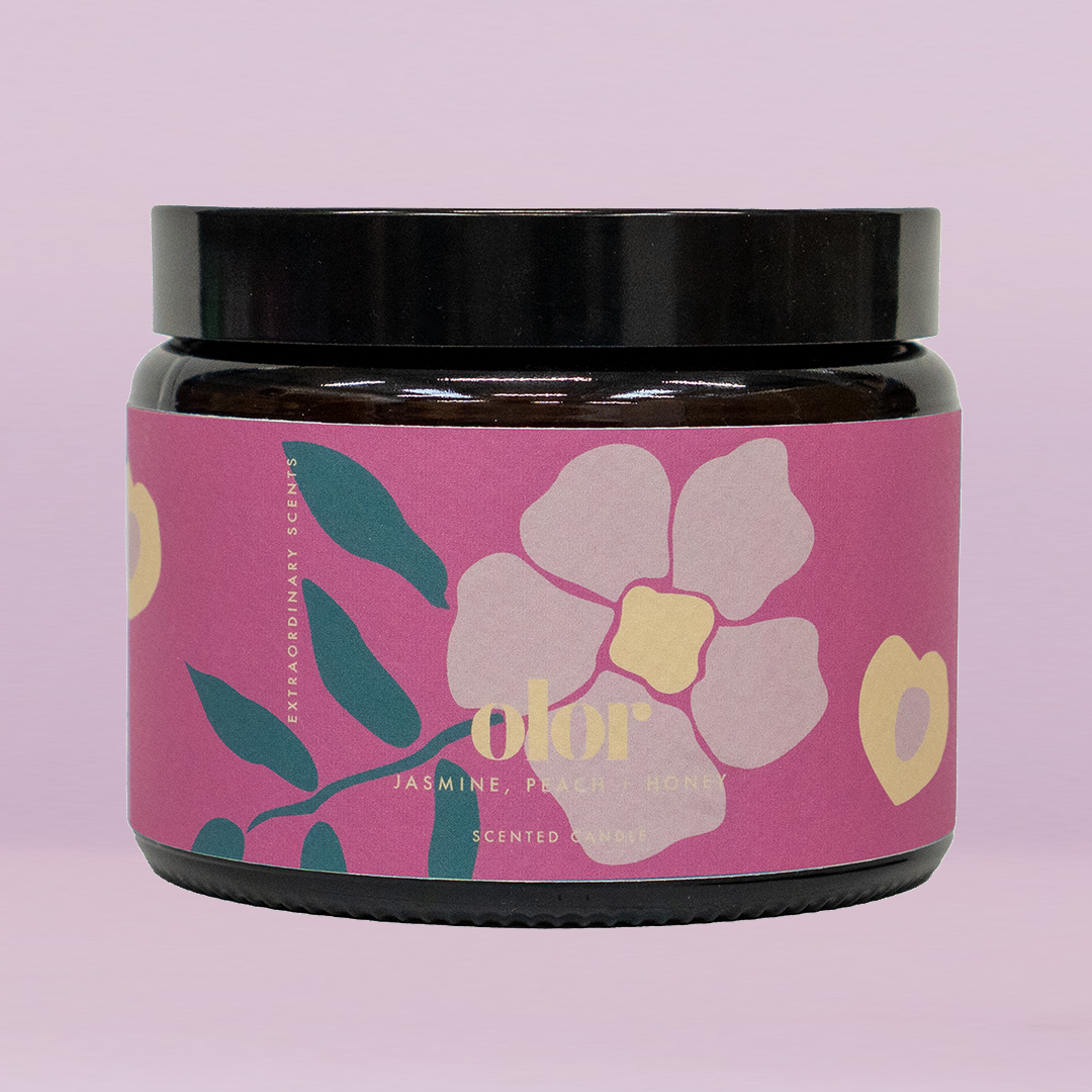 Jasmine, Peach + Honey Scented 3 Wick Jar Candle