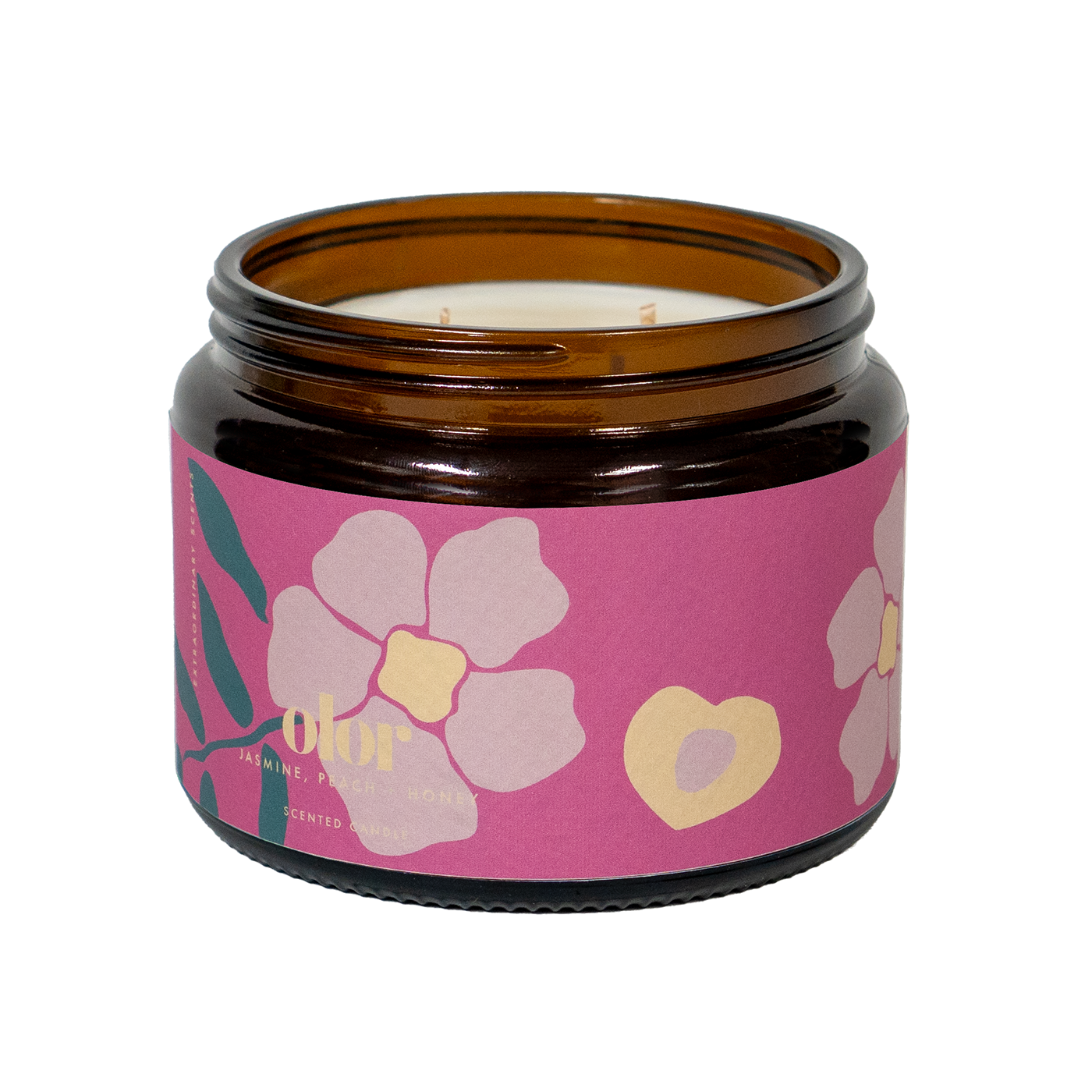 Jasmine, Peach + Honey Scented 3 Wick Jar Candle