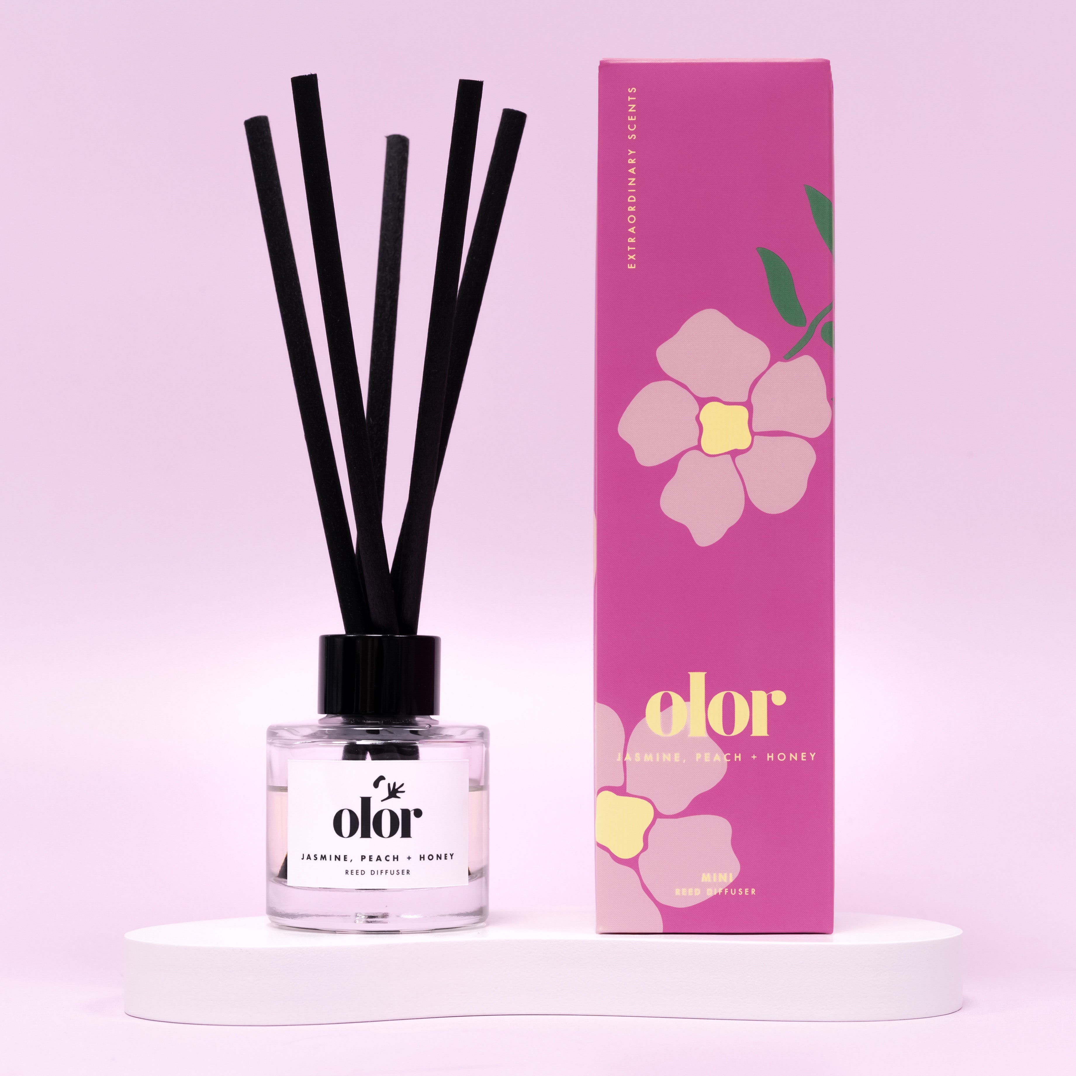 Jasmine, Peach + Honey Mini Reed Diffuser
